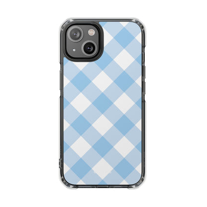 Soft Blue Gingham Elegance iPhone Case - Impact