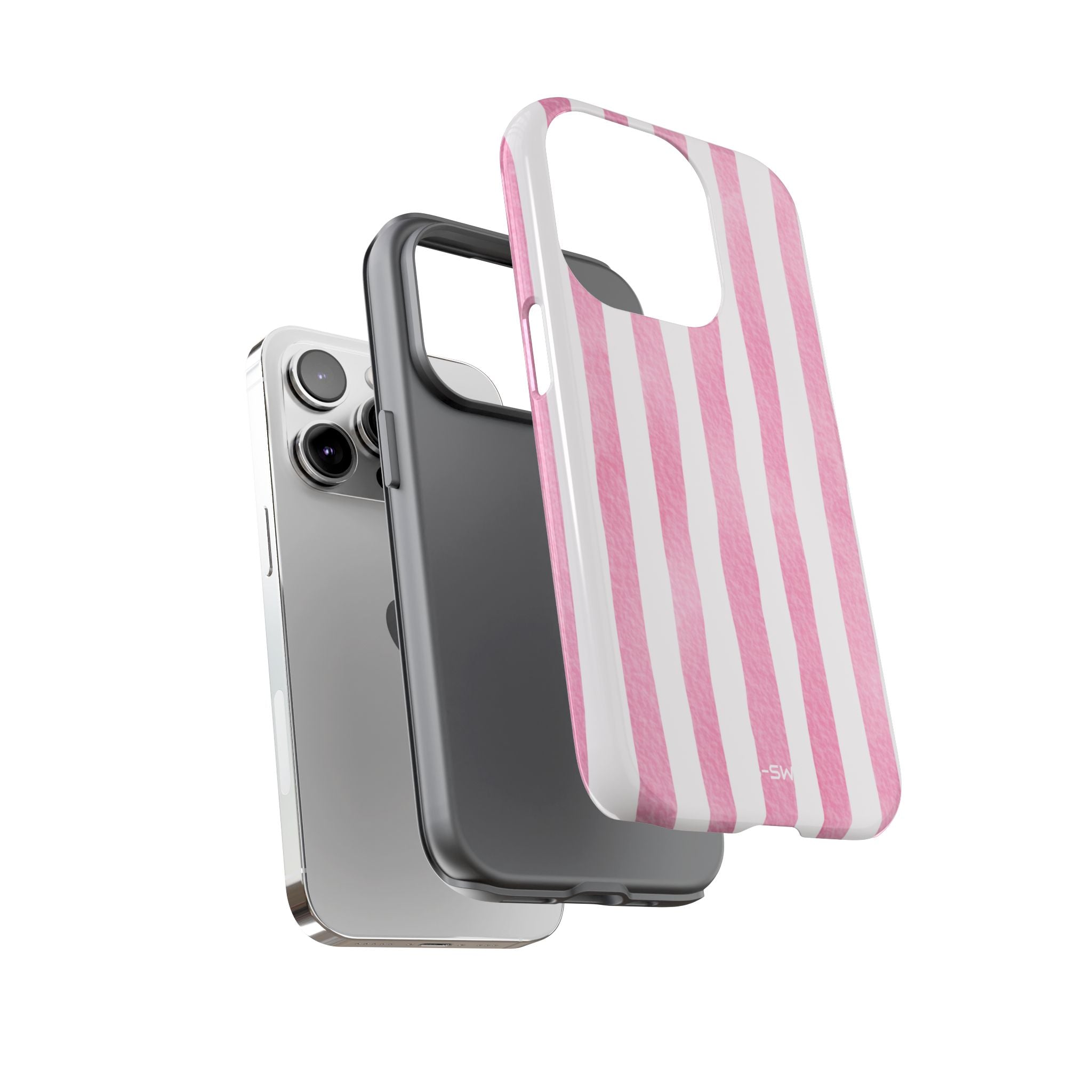 Pink Watercolor Stripes - iPhone Case