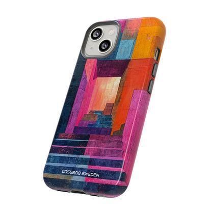 Pink Orange Geometry - Tough iPhone 14 Phone Case