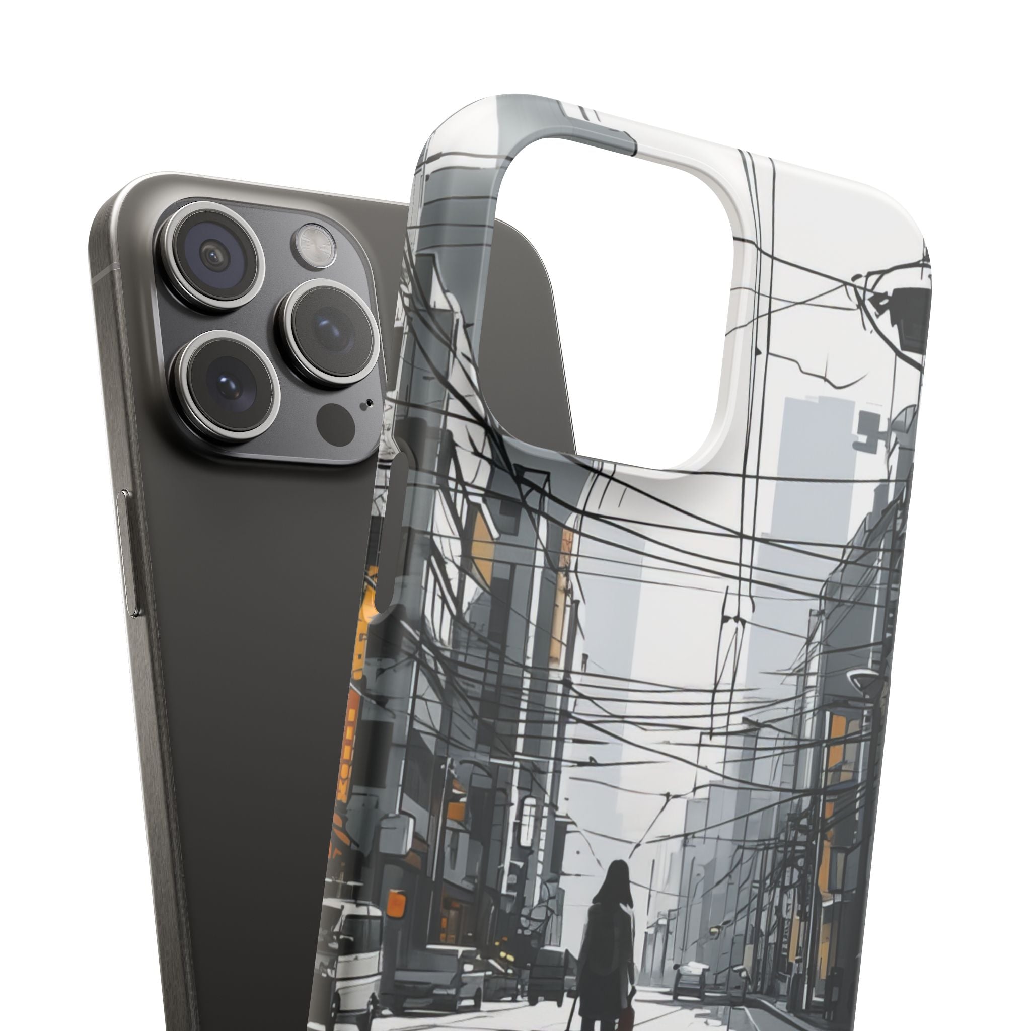 Urban Noir Streetscape iPhone 15 - Slim Phone Case