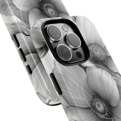 Grayscale Floral Harmony iPhone 16 - Tough+