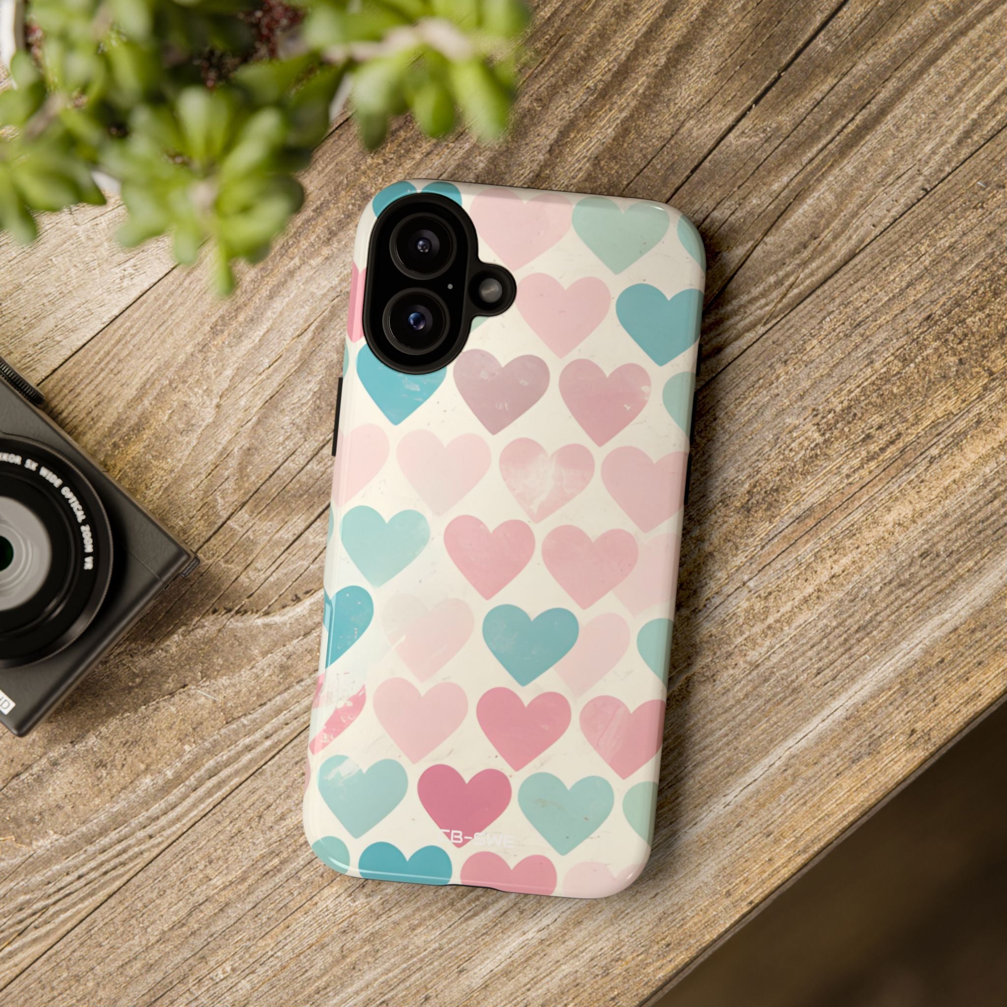 Retro Hearts Symmetry - iPhone Case