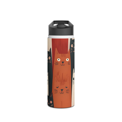 Cat Columns Orange - Stainless Steel Water Bottle