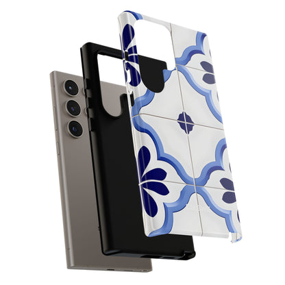 Elegant Blue Floral Geometric Tile Samsung S24 - Tough