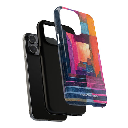 Pink Orange Geometry - Tough + MagSafe® iPhone 15 Phone Case