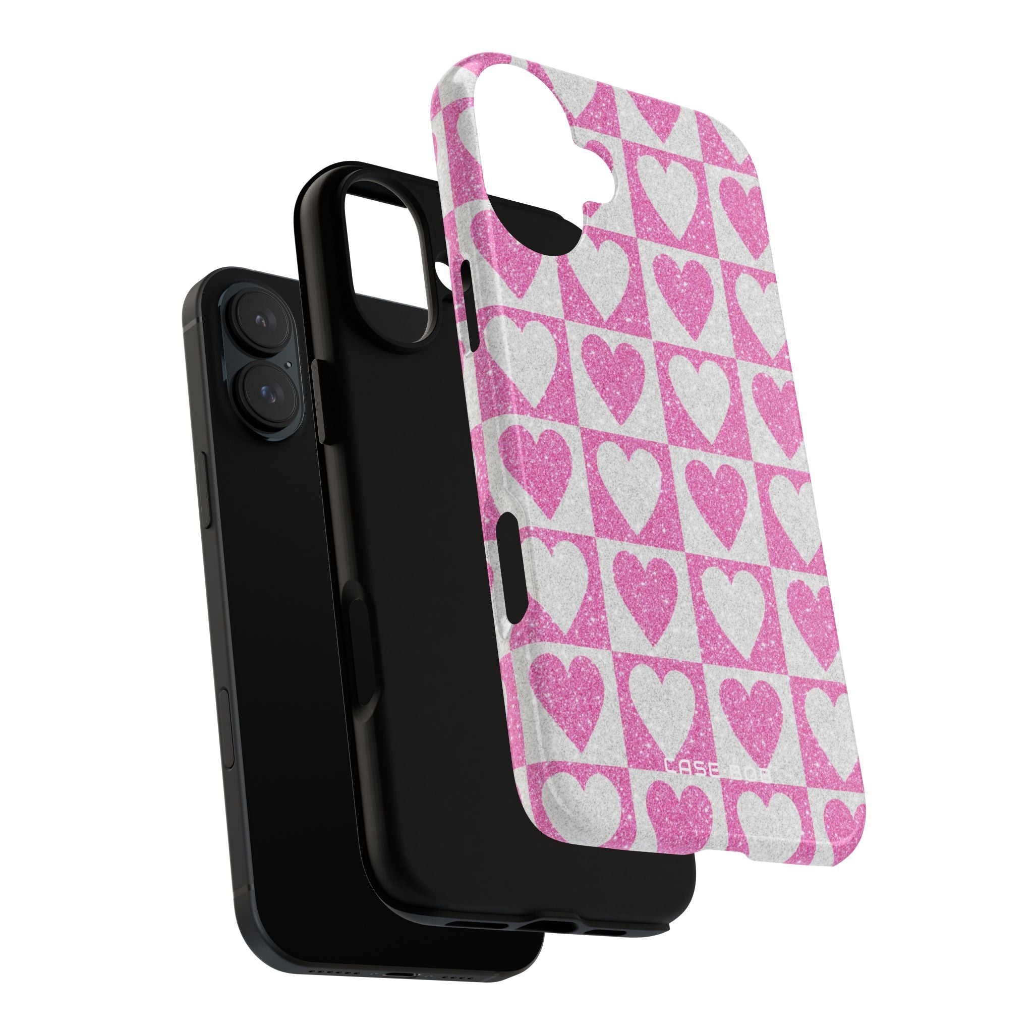 Glitter Hearts iPhone 16 Plus Case - Tough
