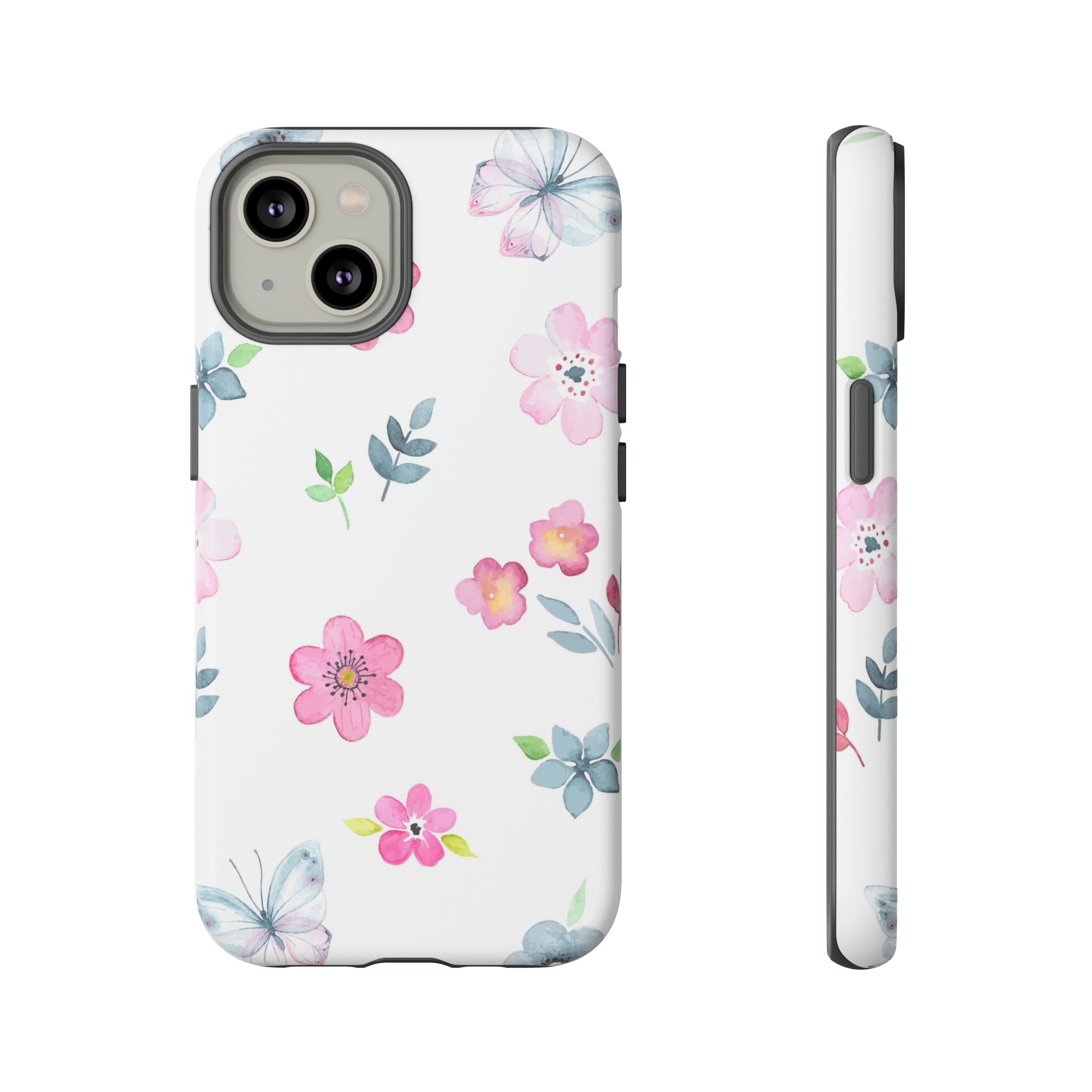 Vintage flowers and butterflies iPhone case - Protective Phone Case