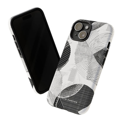 Geometric Monochrome Flow iPhone 15 - Tough Phone Case