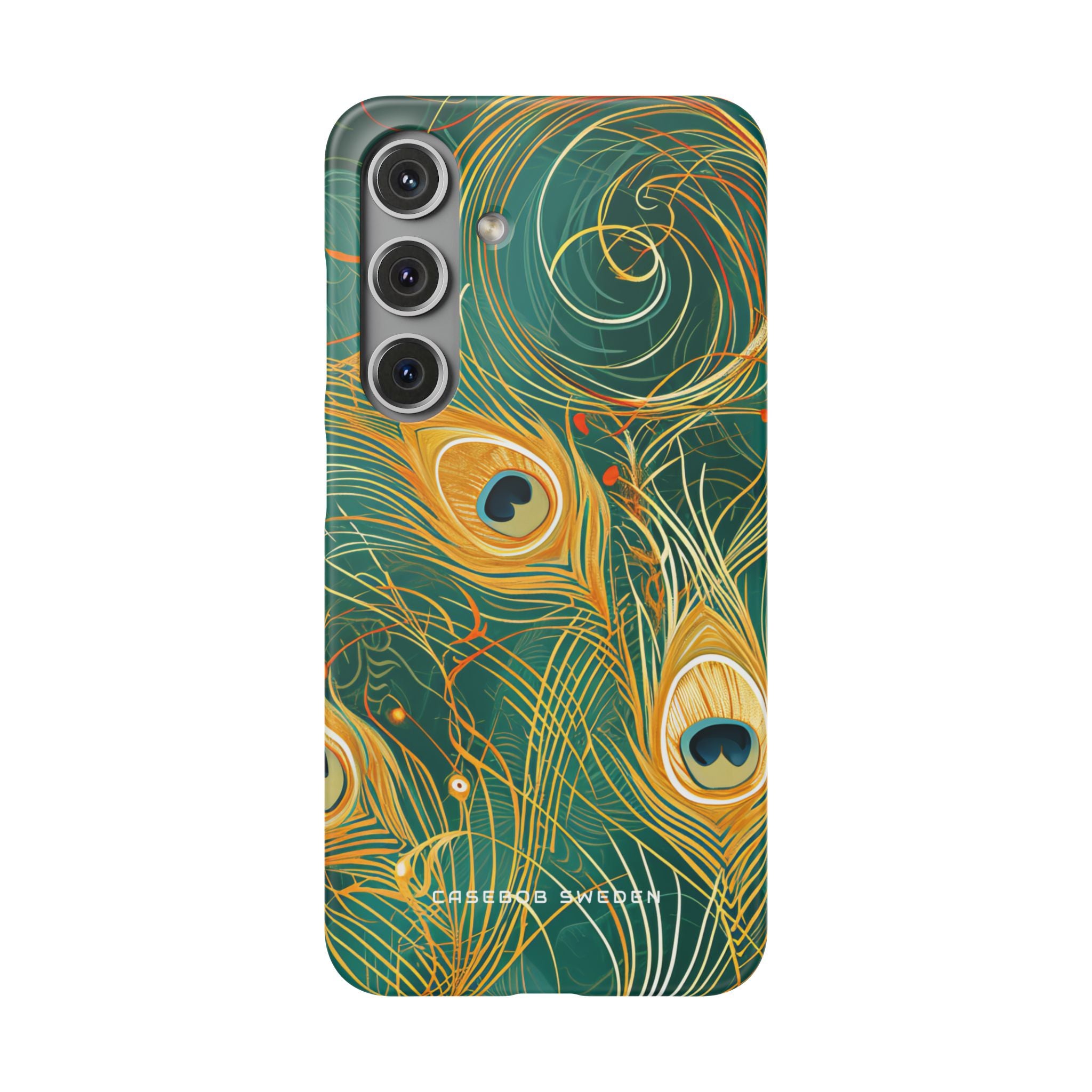 Peacock Elegance in Teal and Gold Samsung S24 - Slim Phone Case