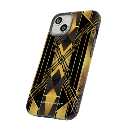 Golden Geometric Elegance iPhone 14 - Tough Phone Case