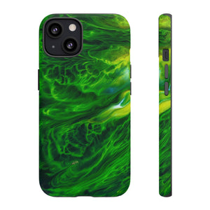 Neon Green Wave Ink Art iPhone Case (Protective) iPhone 13 Matte Phone Case