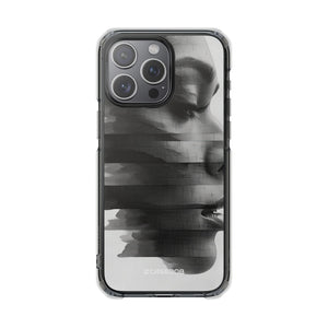 Abstract Glitch Portrait - Phone Case for iPhone (Clear Impact - Magnetic)