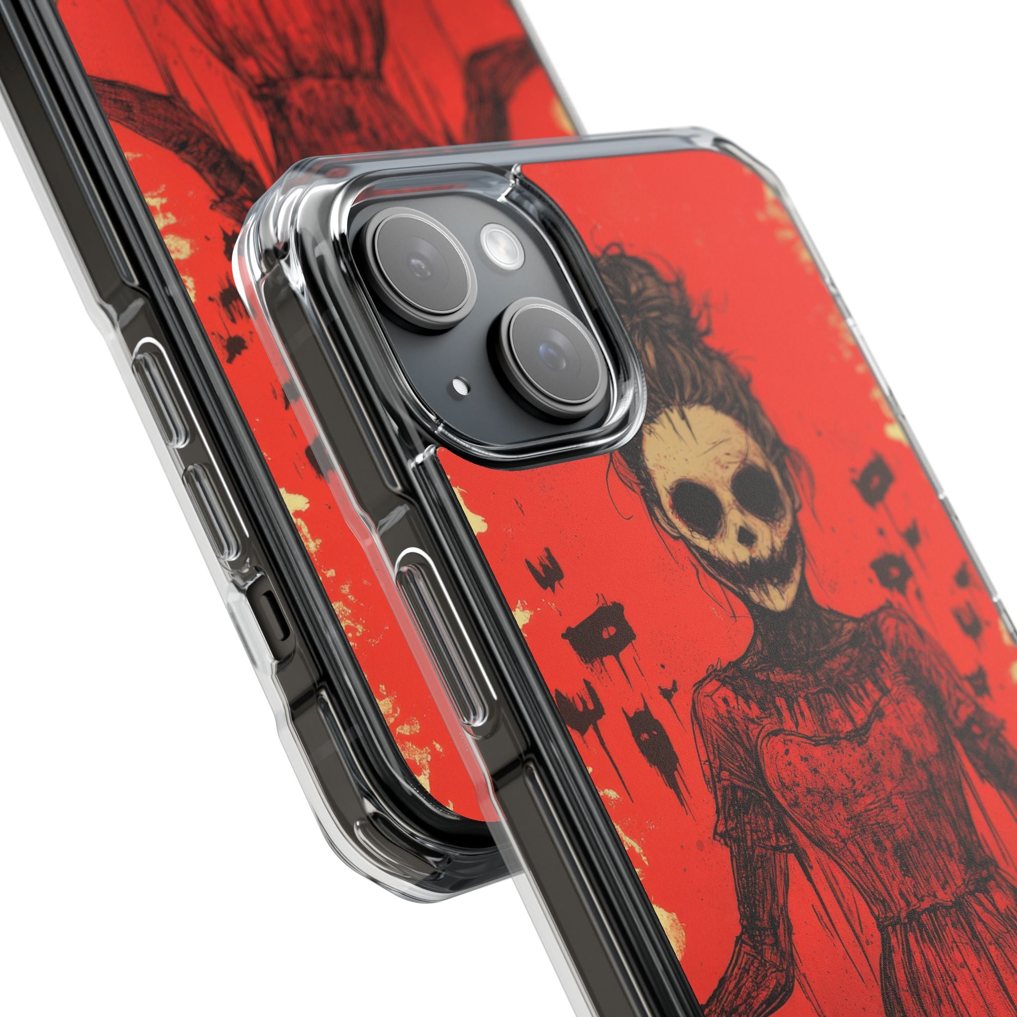 Haunting Scarlet Descent iPhone 15 - Clear Impact Phone Case