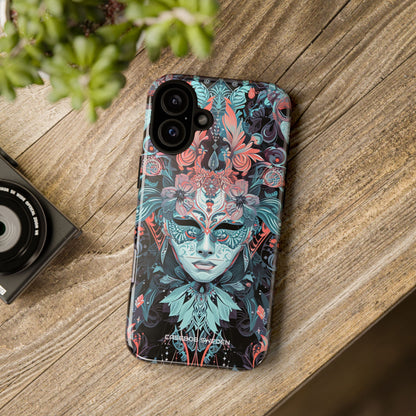 Mystic Teal Coral Mask - Tough iPhone 16 Phone Case