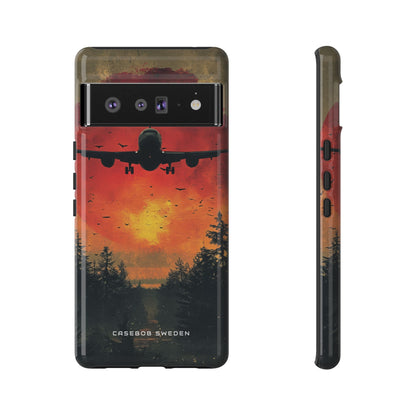 Vintage Sunset Airplane Silhouette Google Pixel 6 - Tough Phone Case