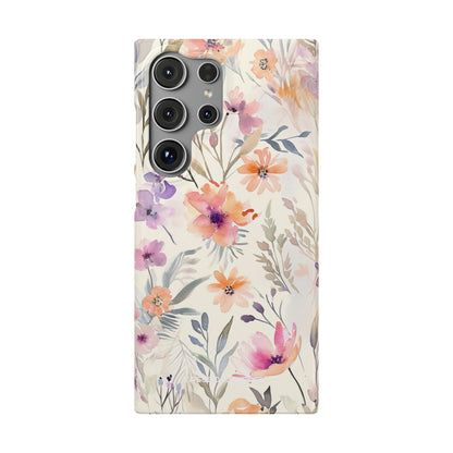 Soft Pink Floral Watercolor Design - Slim Samsung S24 Phone Case