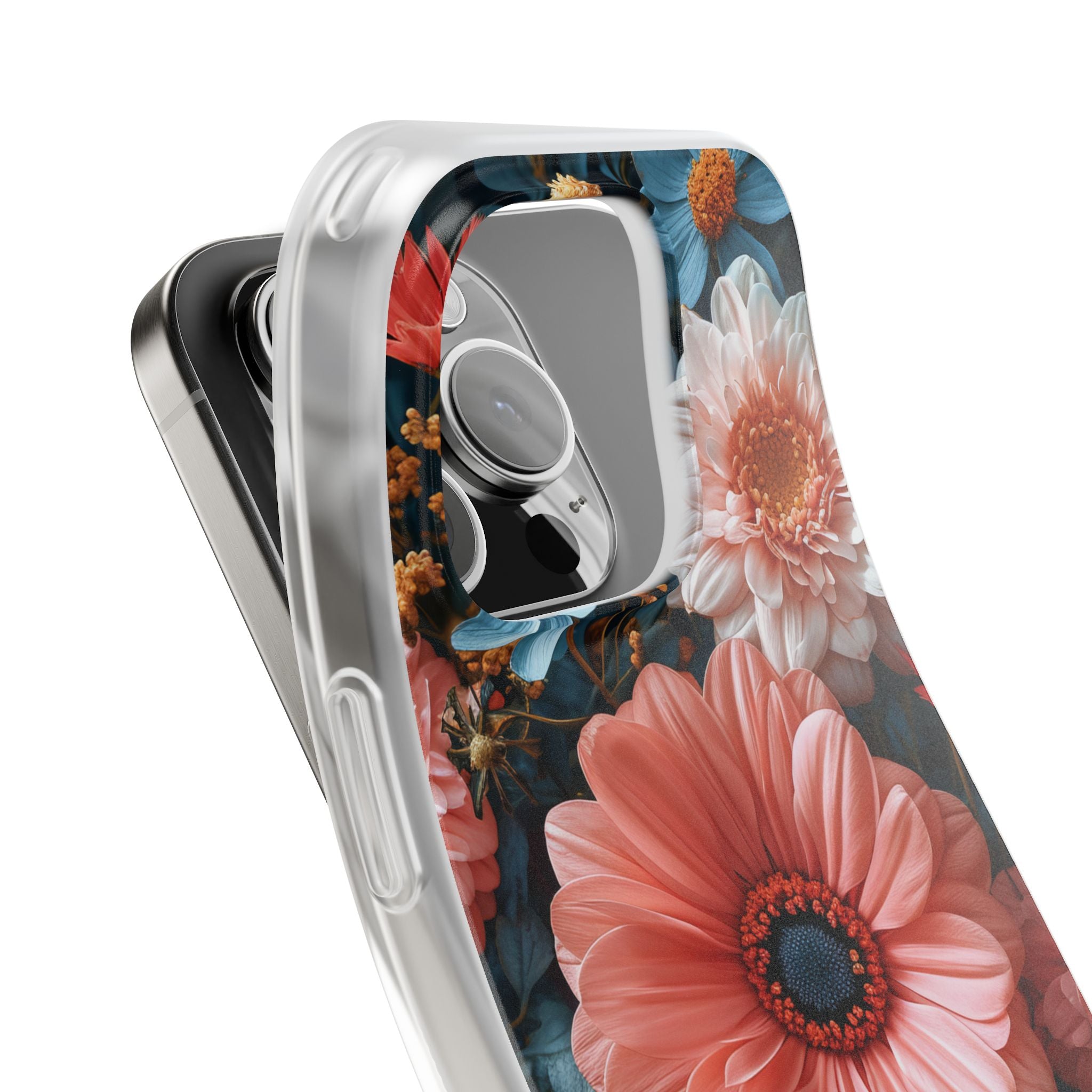 Coral Teal Blooms - Flexi iPhone 16 Phone Case