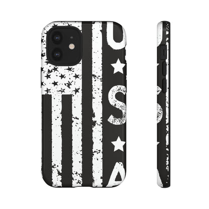 Black n White U.S Flag - Protective Phone Case