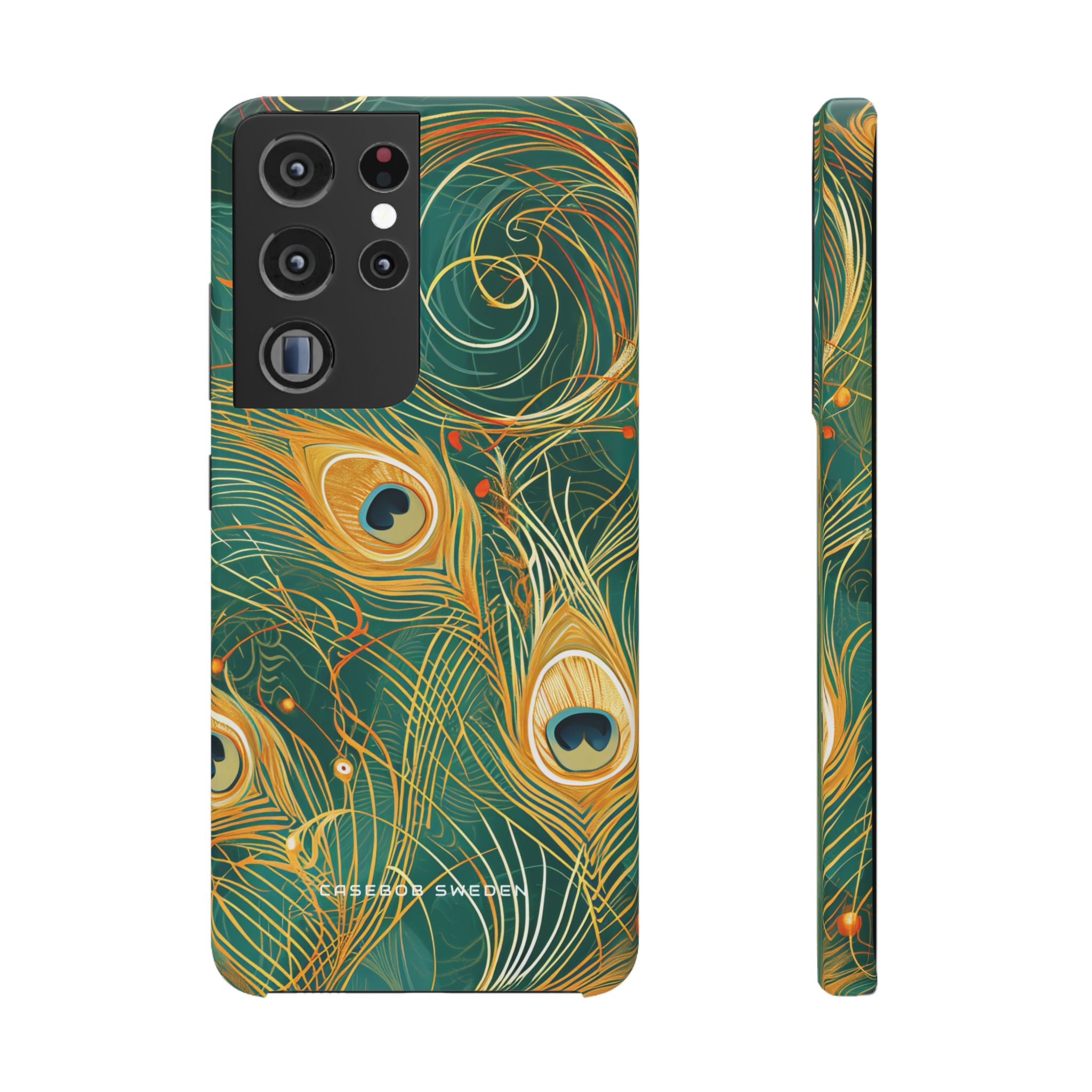 Peacock Elegance in Teal and Gold Samsung S21 - Slim Phone Case