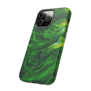 Neon Green Wave Ink Art iPhone Case (Protective) Phone Case