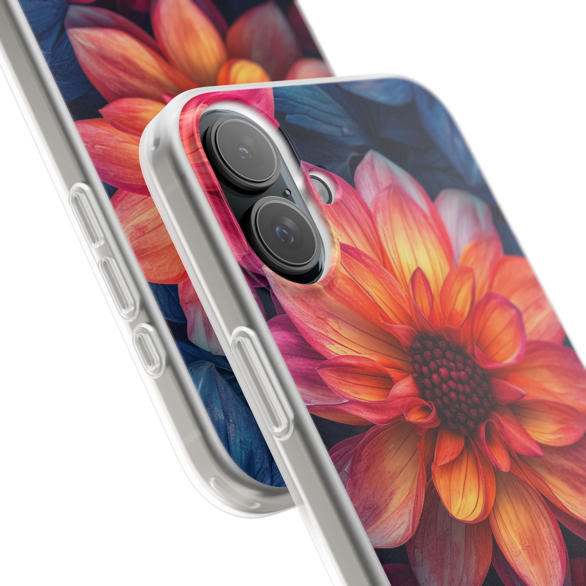 Floral Harmony Orange Blue - Flexi iPhone 16 Phone Case