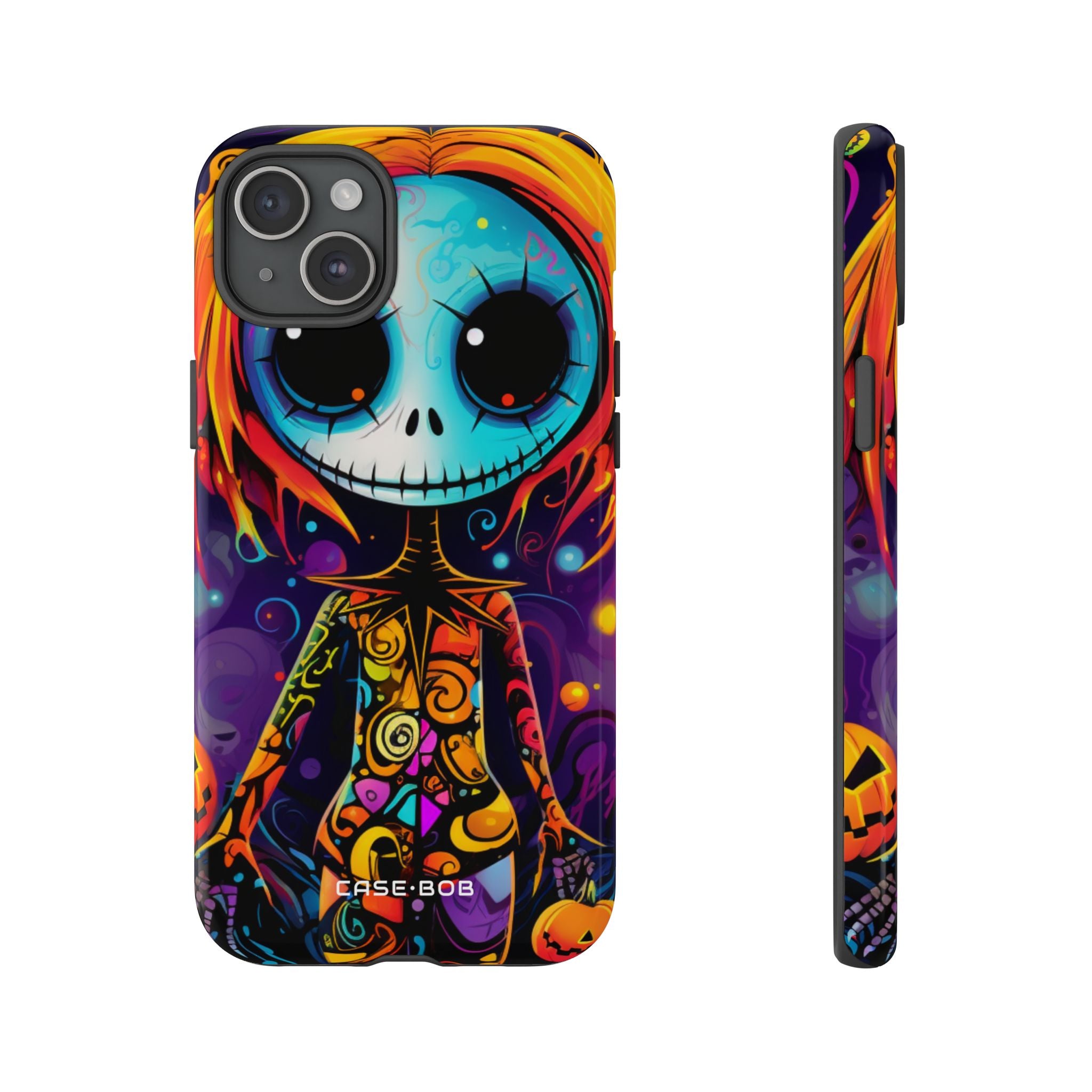 Blue Skull Swirl iPhone 15 Plus Case - Tough