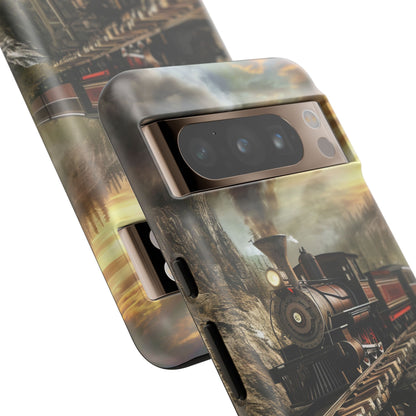 Vintage Steam Train Crossing Mountain Bridge Google Pixel 8 - Tough Phone Case