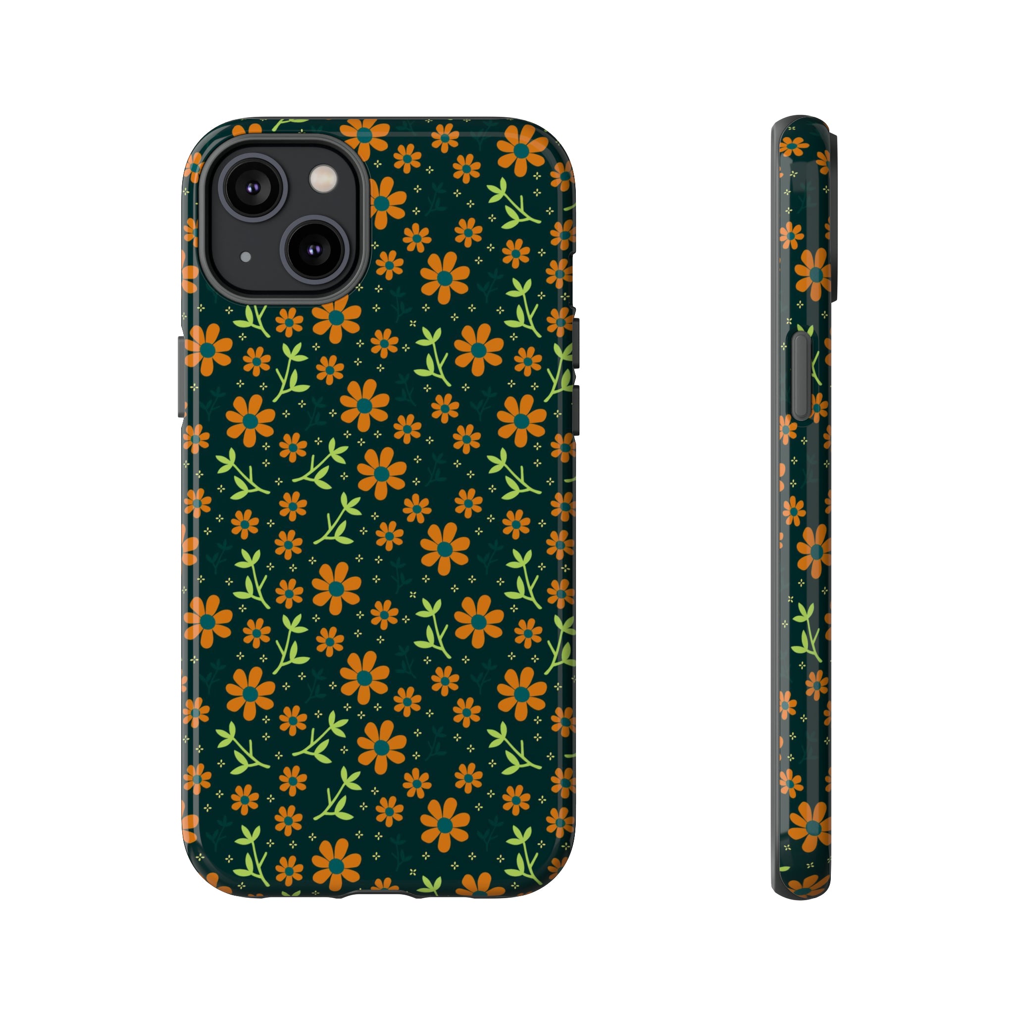 Green Flower Pattern - Protective Phone Case