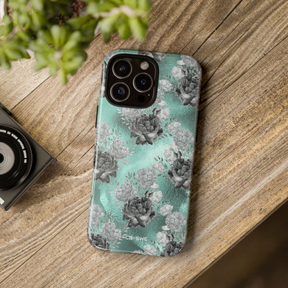 Teal Floral Elegance - iPhone Case