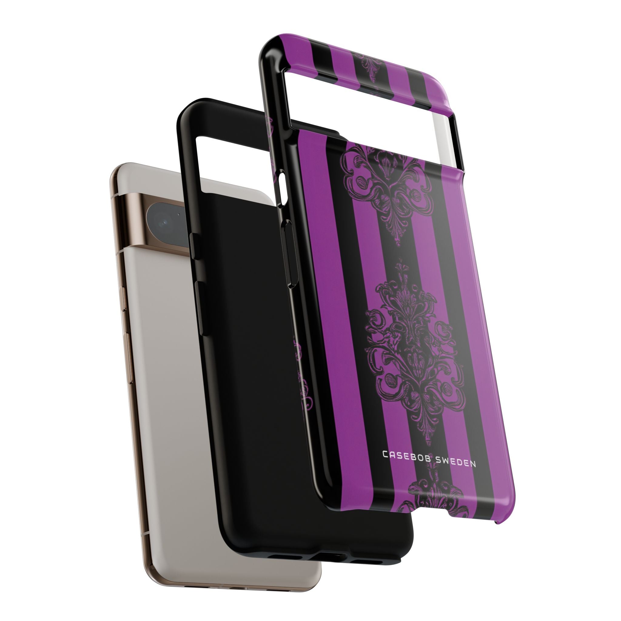 Gothic Elegance with Vertical Stripes and Ornamental Motifs Google Pixel 8 - Tough Phone Case