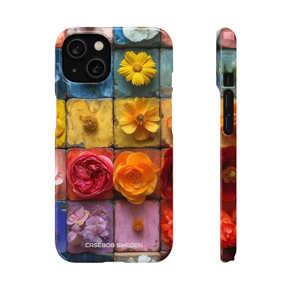 Vibrant Floral Tiles - Slim iPhone 14 Phone Case