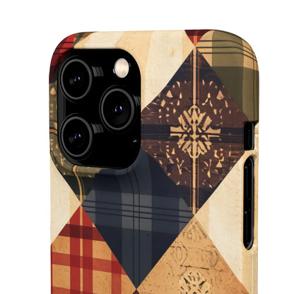 Rustic Geometric Patchwork Harmony iPhone 14 - Slim Phone Case