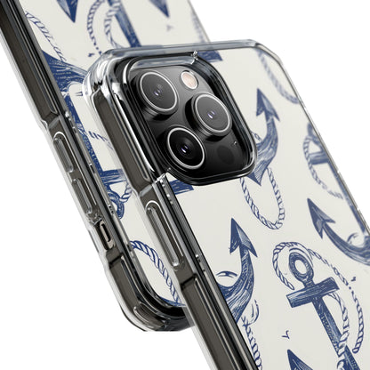 Navy Anchor Tapestry iPhone 14 - Impact Clear+