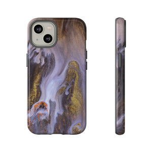 Purple Gold Ink Art iPhone Case (Protective) iPhone 14 Glossy Phone Case