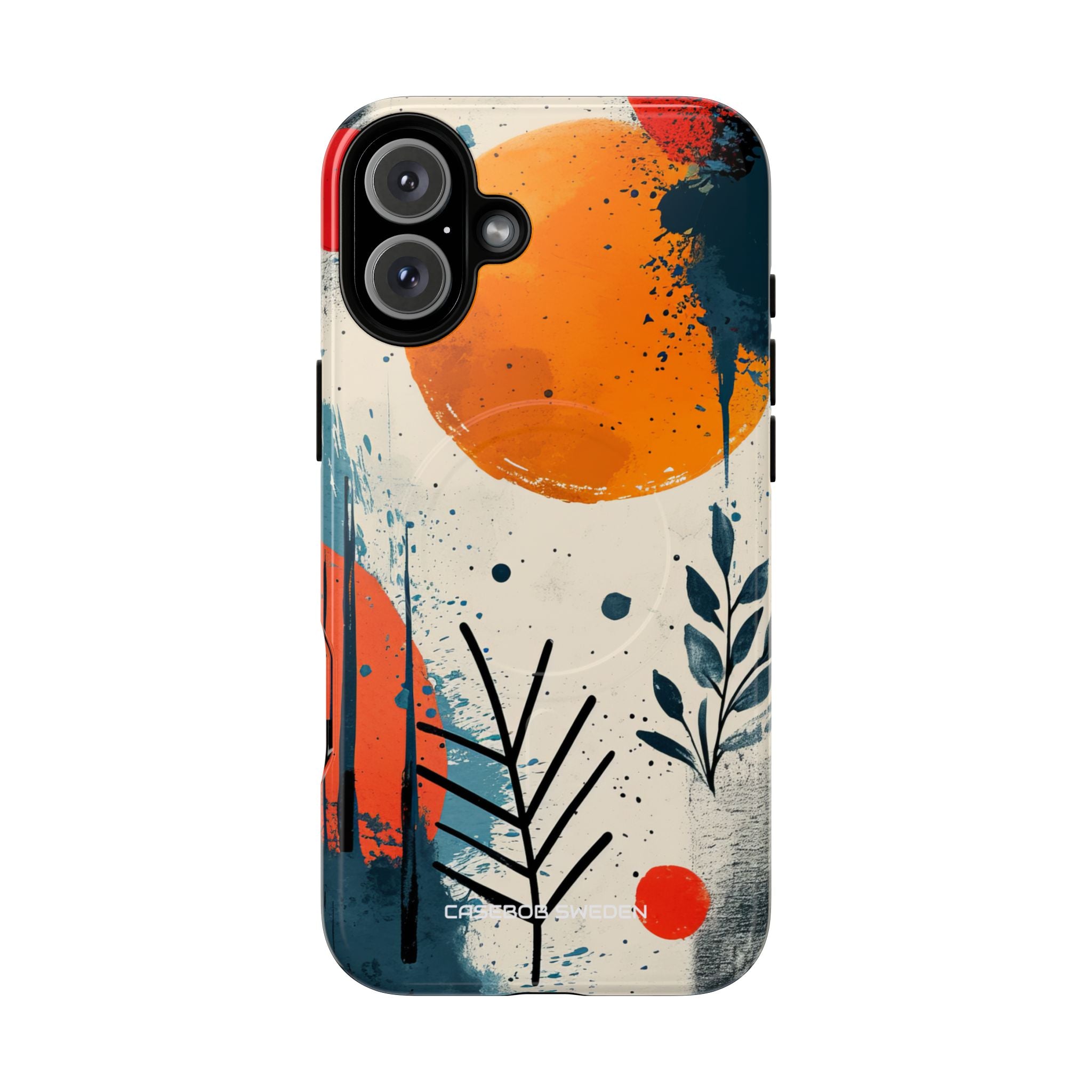 Orange Blue Splash - Tough + MagSafe® iPhone 16 Phone Case