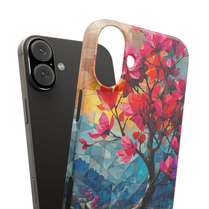 Vibrant Geometric Tree Landscape iPhone 16 - Slim Phone Case