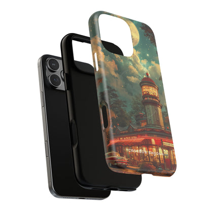 Vintage Moonlit Diner Fantasy iPhone 16 | Tough+ Phone Case