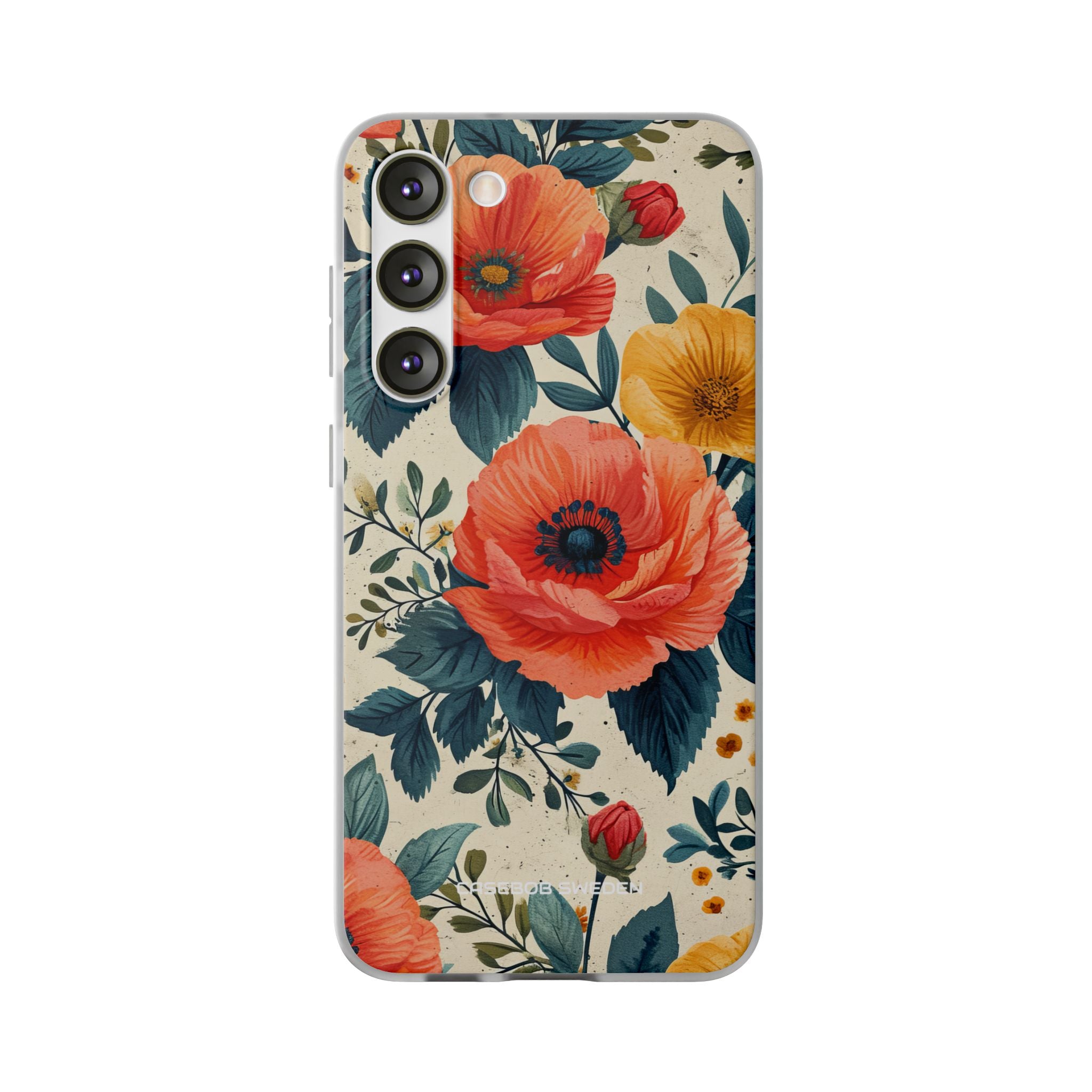 Vibrant Botanical Poppies - Flexi Samsung S23 Phone Case