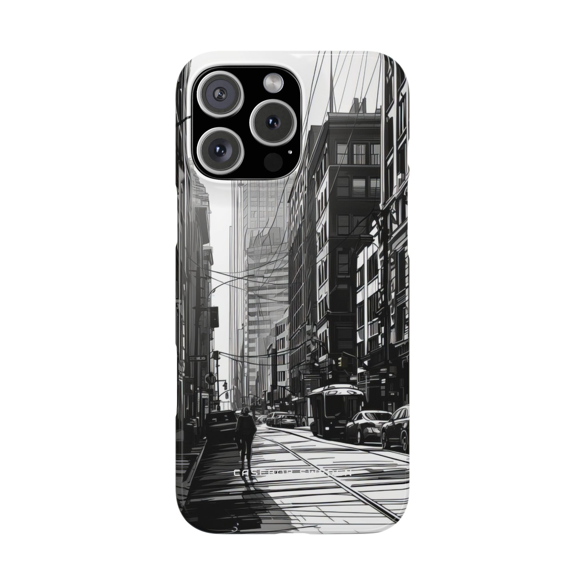 Urban Cityscape Line Perspective iPhone 16 - Slim Phone Case