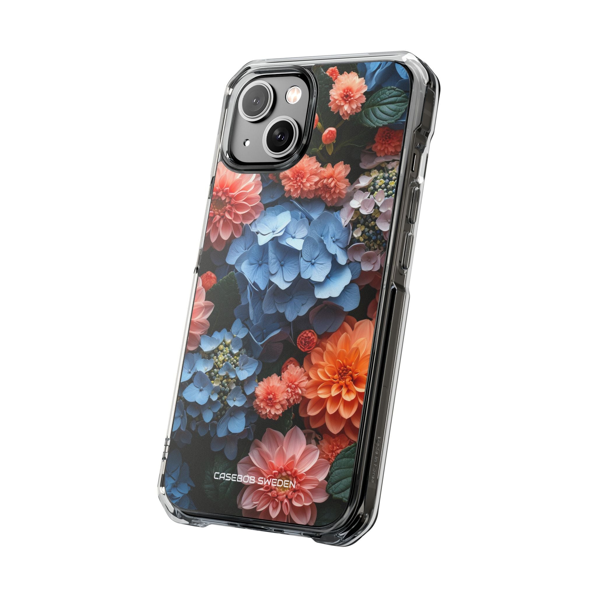 Blue Floral Bliss - Clear Impact iPhone 14 Phone Case