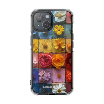 Vibrant Floral Tiles - Clear Impact iPhone 15 Phone Case