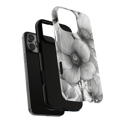 Grayscale Floral Harmony iPhone 16 - Tough+