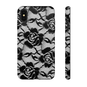 Black Rose Lace Gothic Flower - Protective Phone Case