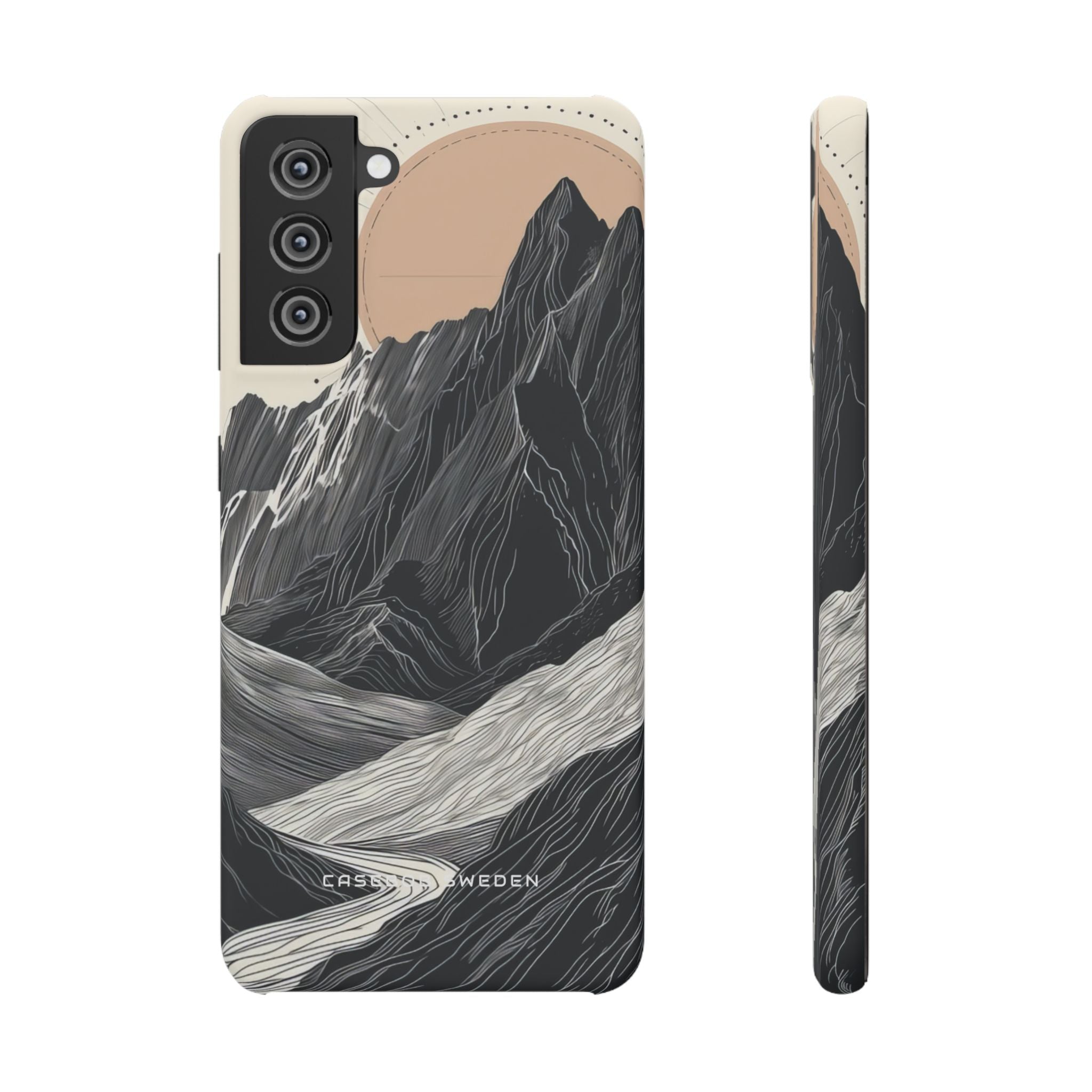 Minimalist Mountain Landscape with Flowing River Samsung S21 - Slim Phone Case