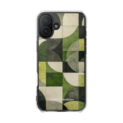 Green Geometric Harmony - Clear Impact iPhone 16 Phone Case