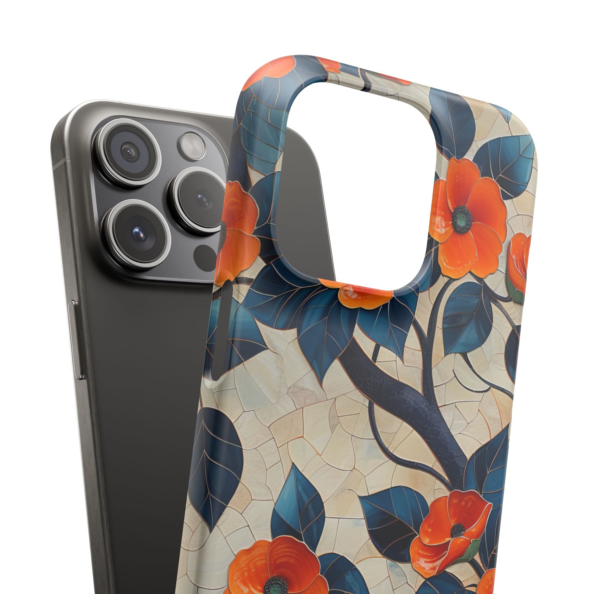 Orange Blossoms Mosaic Harmony iPhone 15 - Slim Phone Case