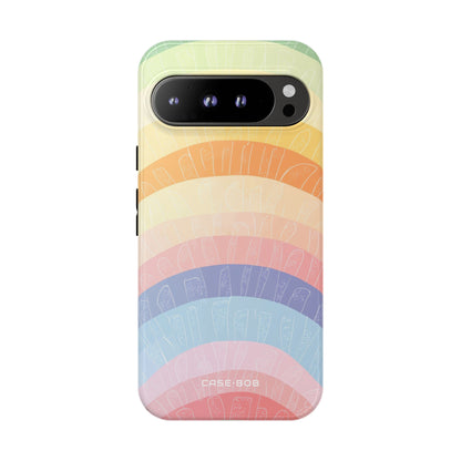 Pastel Rainbow Bands Google Pixel 9 Pro XL Case - Tough