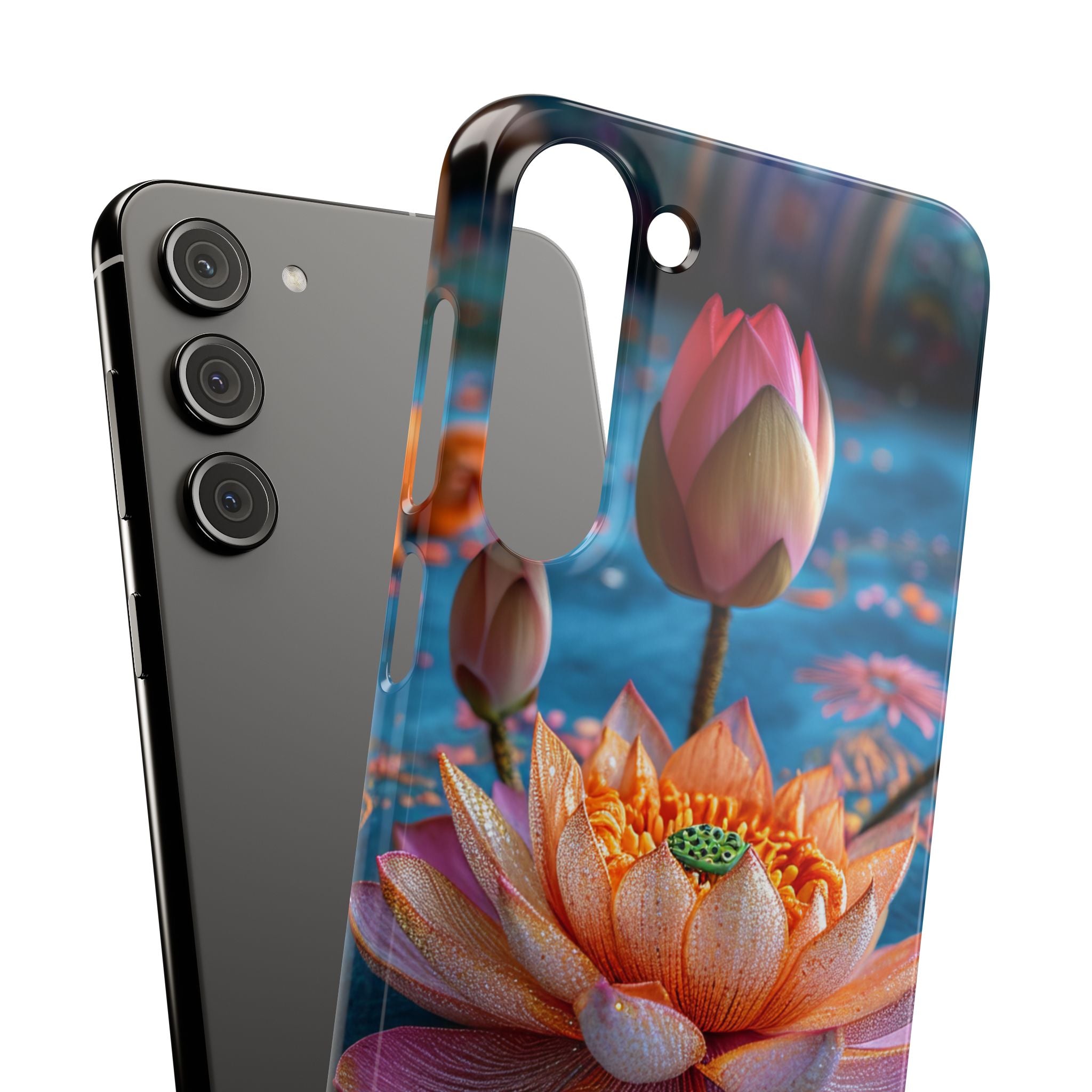 Vibrant Lotus Embroidery - Slim Samsung S23 Phone Case