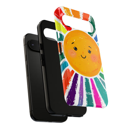 Cheerful Cartoon Sun Colorful Rays Illustration Google Pixel 9 - Tough