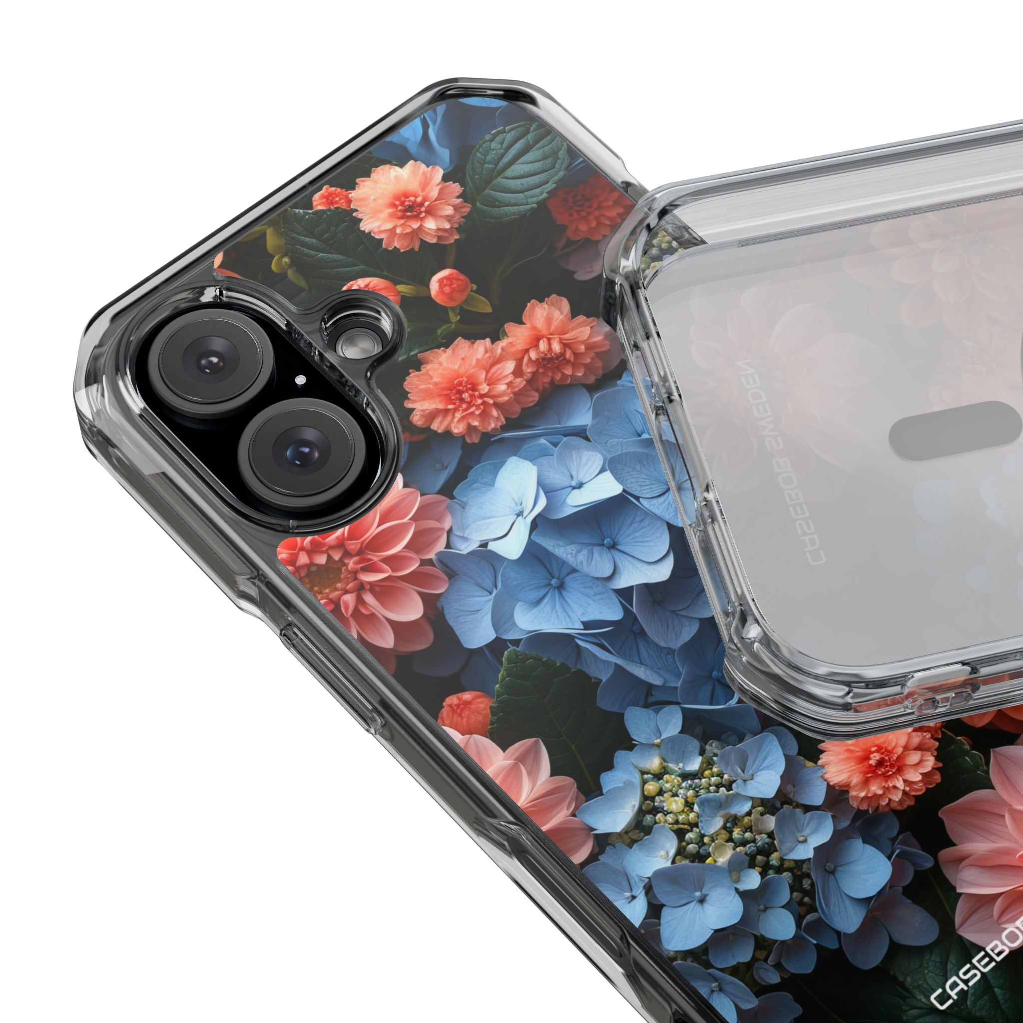 Blue Floral Bliss - Clear Impact iPhone 16 Phone Case